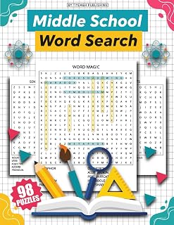 Word Search Middle School: 98 Themed Puzzles With 980 Words & Fun Brain-Teasers for Kids, Boys and Girls Ages 11-14 | An Educational Activity Book of ... for Schoolers 6th & 7th & 8th Graders