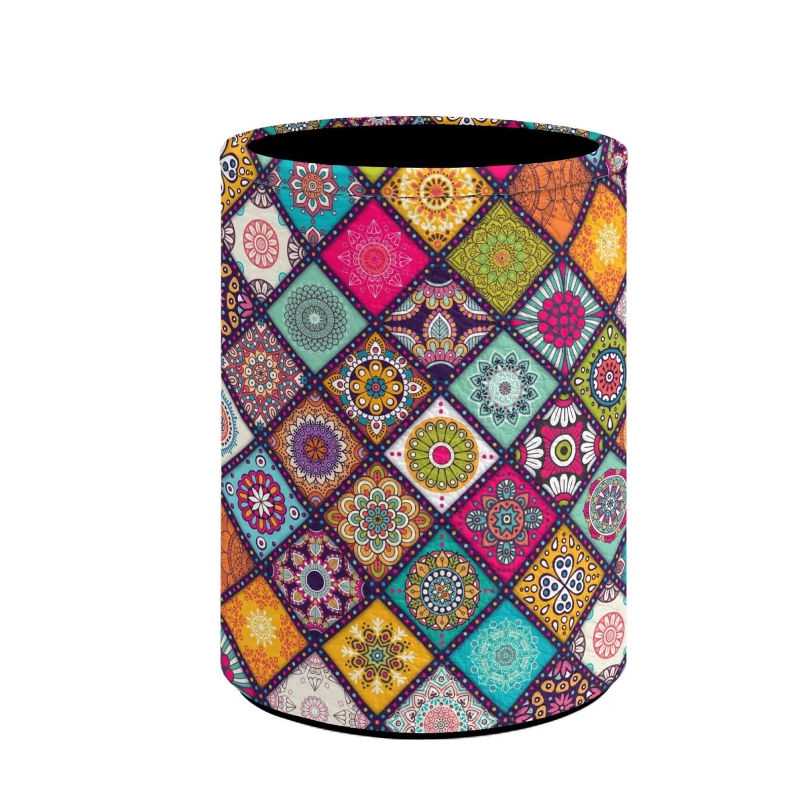 chaqlin Hippie Flower Pencil Holder Women Girls Cute Stationery School Desk Organizer Bohemian Lotus Pen Holder for Desk,PU Leather Pen Holder Makeup Brush Holder Storage Box
