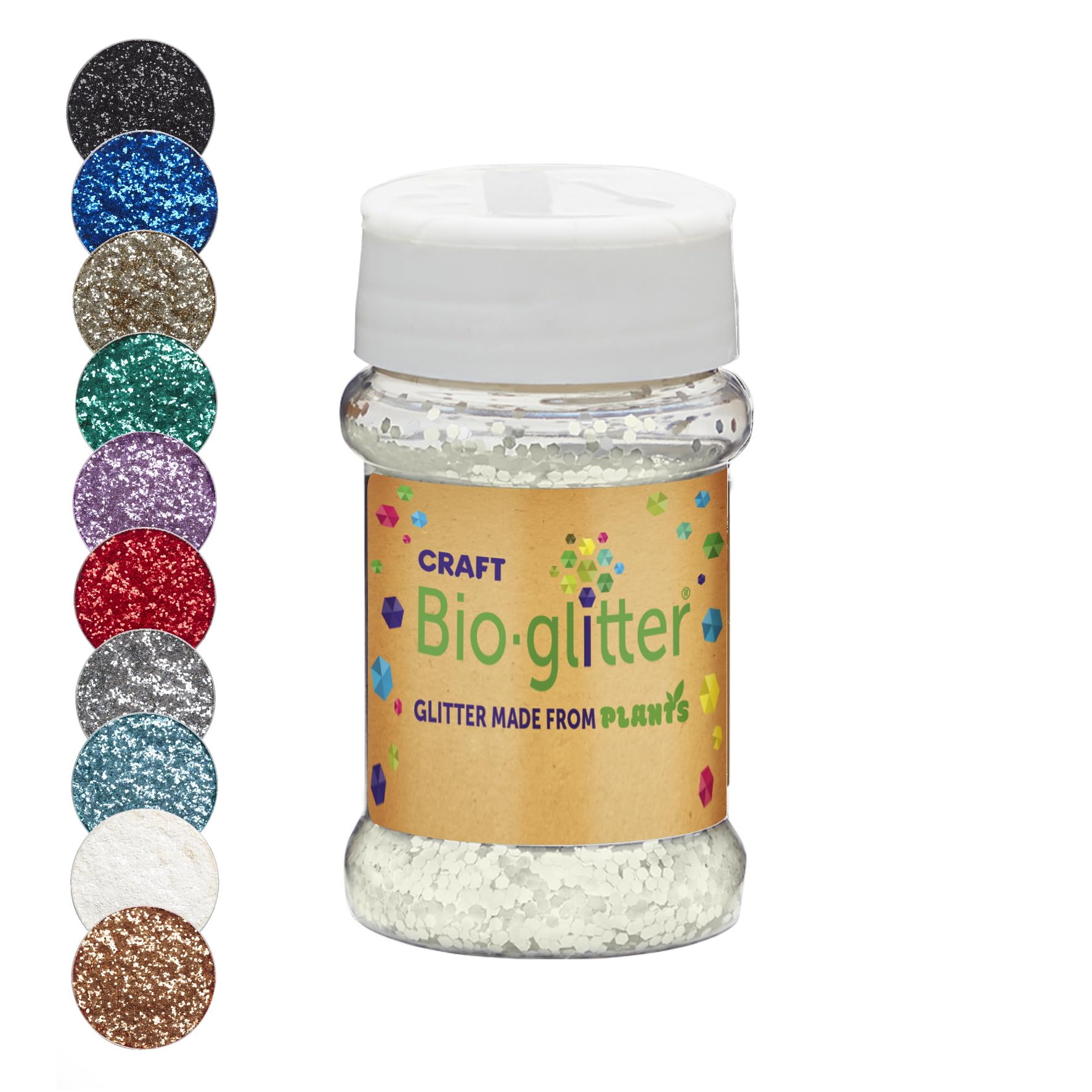 Craft Biodegradable Glitter, Chunky Glitter, Arts and Crafts for Kids, Card Making, Decorations, Candle Making, Eco-Friendly, Cruelty Free - White - 40g x 10