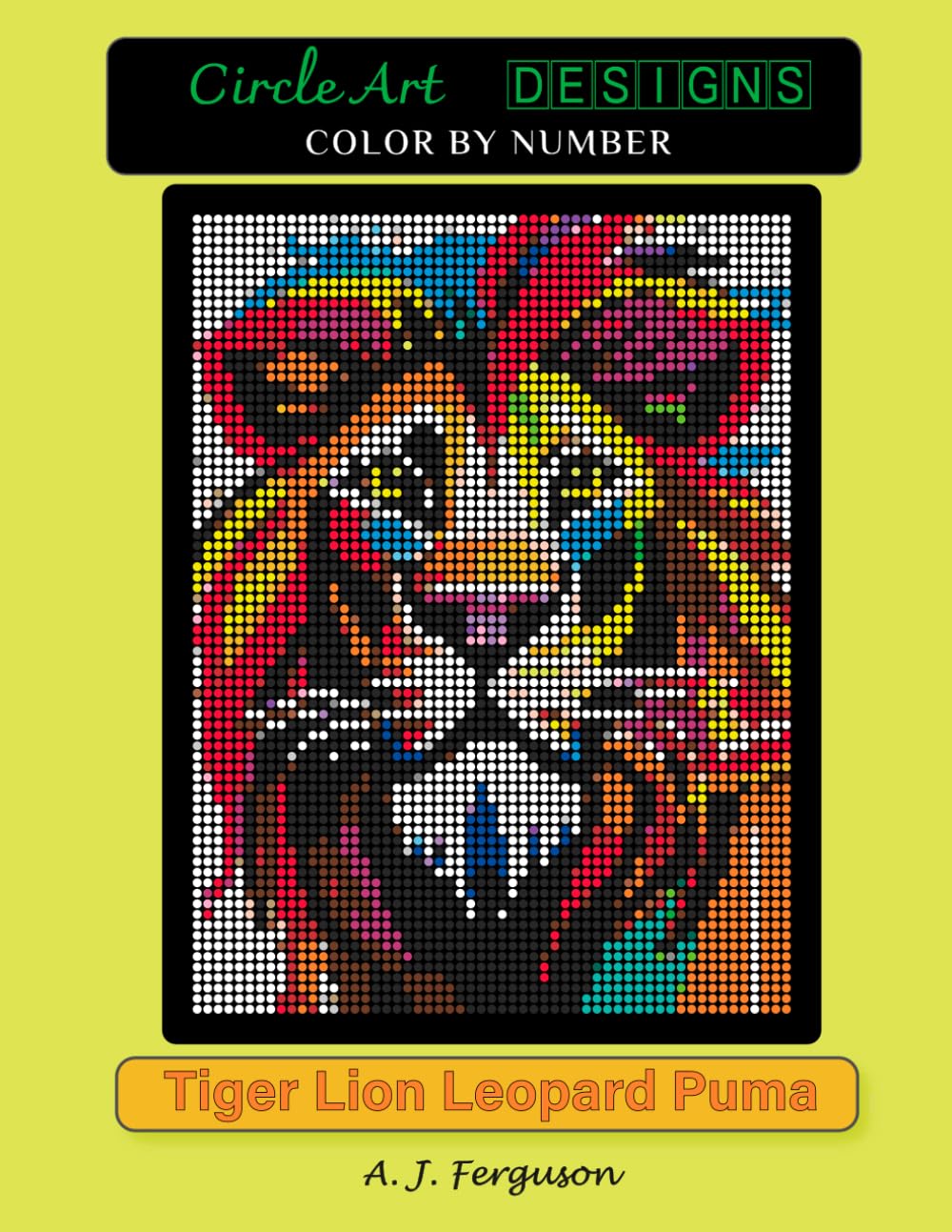 Tiger Lion Leopard Puma Color by Number book - Standard paper