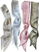 4 cachecóis modernos para mulheres, lenços boho multifuncionais, faixas de cabeça, cachecol de cetim para bolsa de acessórios de cabelo