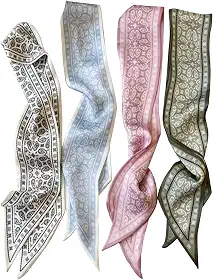 4 cachecóis modernos para mulheres, lenços boho multifuncionais, faixas de cabeça, cachecol de cetim para bolsa de acessórios de cabelo
