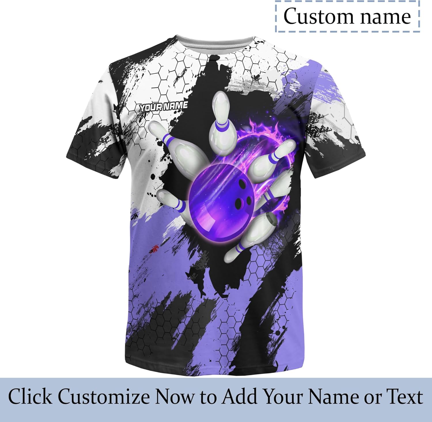 Custom Bowling Related Summer Tshirt 3D Tee with Bowling Ball on Fire Graphic On it for Bowling Team