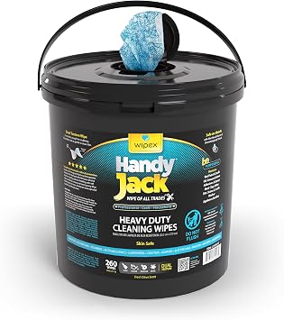 Wipex Handy Jack Heavy Duty Wipes, Dual Texture Cleaning Cloth, Use on Hands, Equipment, Tools - Removes Paint, Adhesives, Oil, Grease, Dirt, Bulk Size, 260 Count Pack of 1