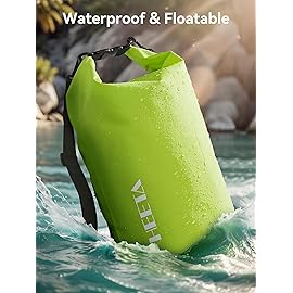 HEETA Waterproof Dry Bag for Women Men (Upgraded Version), Roll Top Lightweight Dry Storage Bag Backpack with Emergency Whistle for Travel, Boating, Kayaking, Camping, Beach (Lemon Green, 5L)