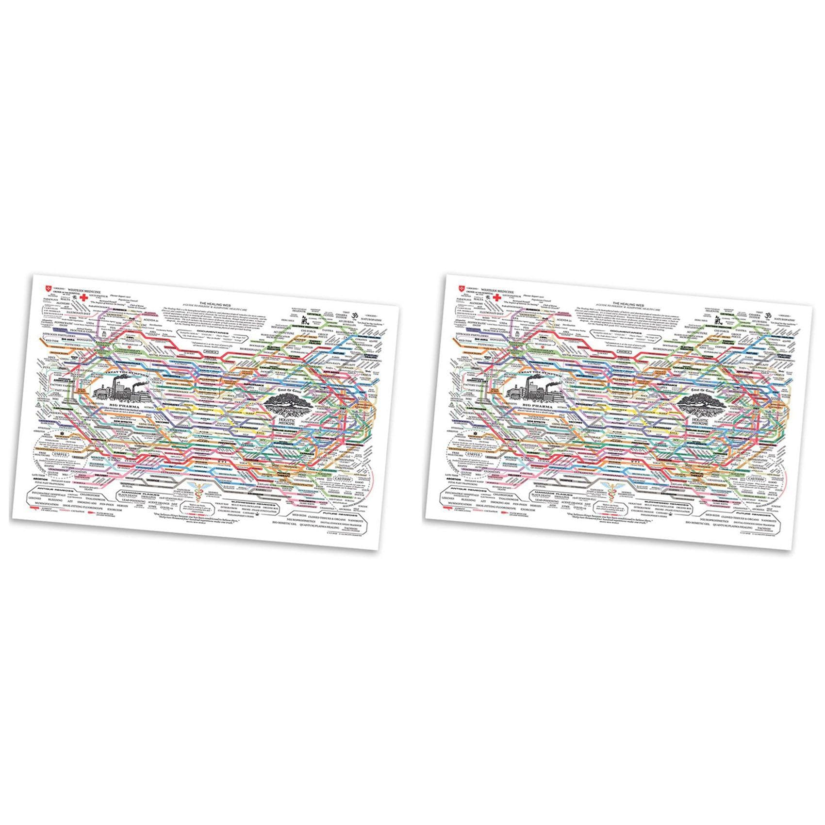 Hndhbfgrt 2X Healing Web Poster NaturalRemedies Chart Canvas Print Wall Art Horizontal Poster Print Mental Health Posters