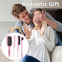 Vista 6 de Cepillo para definir rizos, productos de cepillo para cabello rizado con juego de 3 cepillos de cerdas para peinar hacia atrás con control de borde