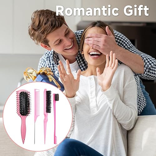 Miniatura 7 de Cepillo definidor de rizos, productos de cepillo de pelo rizado con 3 piezas de cepillo de pelo de espalda resbaladiza, cepillo de cerdas, cepillo