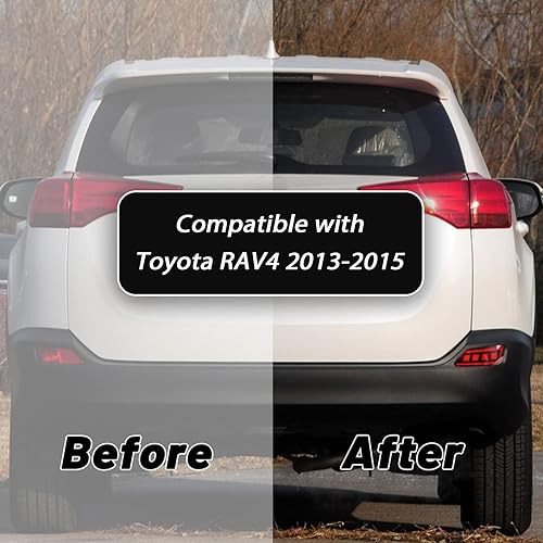 Miniatura 4 de GEEGEETOP Lente roja LED reflector trasero parachoques luz antiniebla compatible con Toyota Rav4 2013-15 funciona como luz intermitente de freno