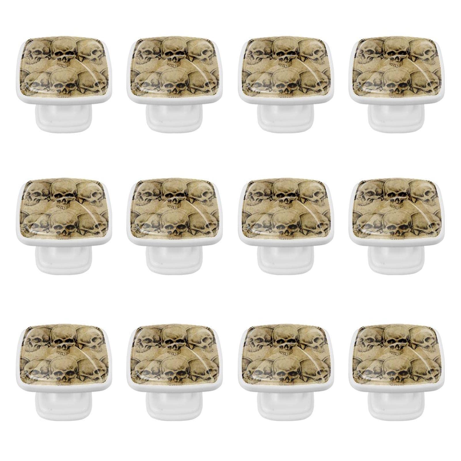 Boutons de tiroir Crâne Art Rétro poignée armoire verre lot de 12 TBOUOBT
