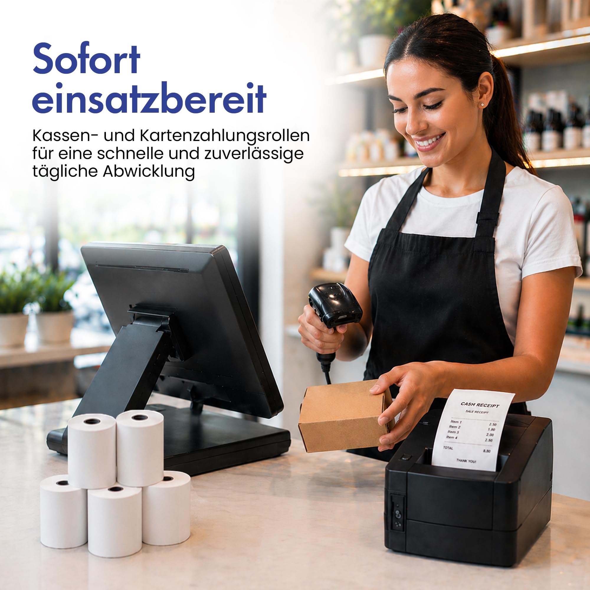 Xllent Thermorollen 80mm x 80mm x 12mm - 50 Stück, Kassenrollen aus Thermopapier, Bonrollen Thermo, hochwertige Thermopapierrollen für Registrierkasse, BPA frei