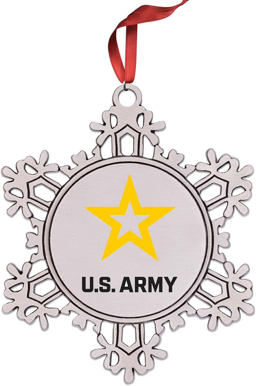 Indiana Metal Craft US Army Logo Pewter Snowflake Ornament - Made in USA, 3"