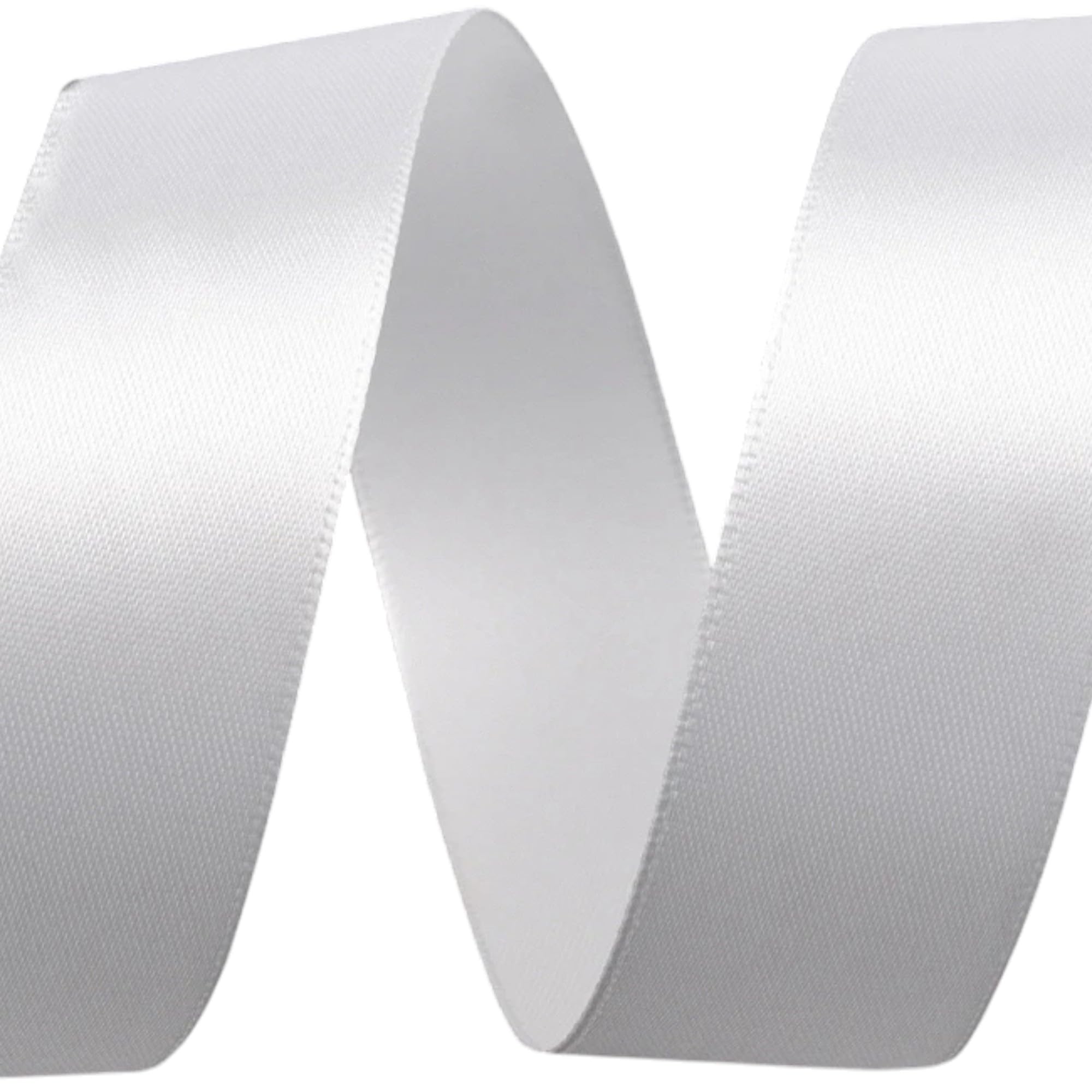 cyclingcolors Satin Polyester Ribbon - 20mm x 22m - Gift Wrapping Ribbon for Packaging, Decoration, Birthday, Cakes, Sewing, Crafts & Floristry - White