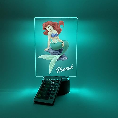 Lámpara LED de mesa de escritorio con letrero de princesa sirena bajo el mar, grabado gratuito, hecho a pedido, decoración de habitación del hogar