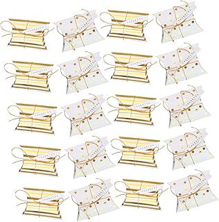 FRCOLOR 50pcs Box Pillow Candy Box Gift Boxes for Candy Favor Gift Boxes Candy Pillows Candy Gifts Wedding Gift Boxes Wedding Favor Boxes Baby Hand Gift Box White Cardboard European Style