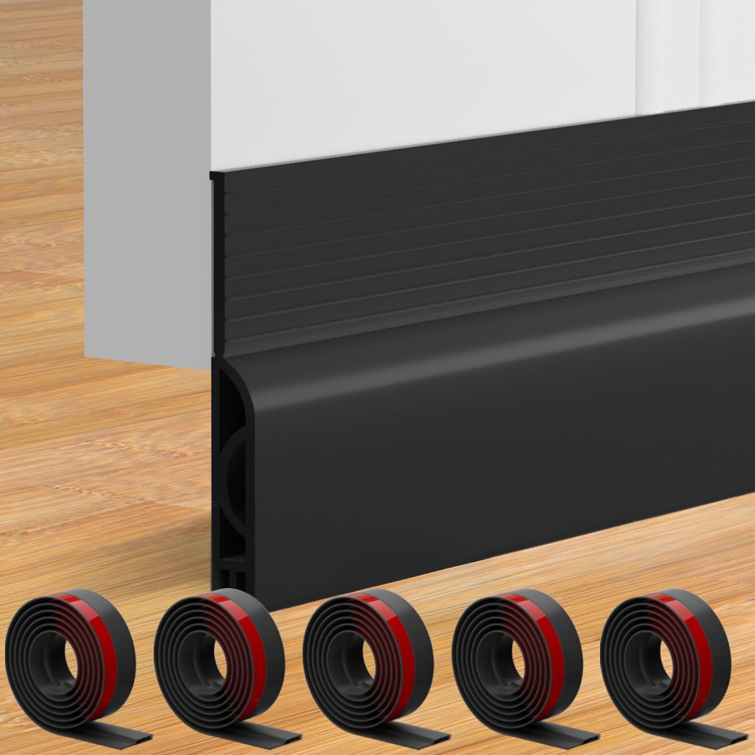 5Pack Door Draft Stopper,39" Adjustable Door Sweep Weather Stripping Bottom Seal,Blocks Cold Air, Noise, Dust & Light for Interior & Exterior Doors,Easy Install Draft Blocker Gap Filler