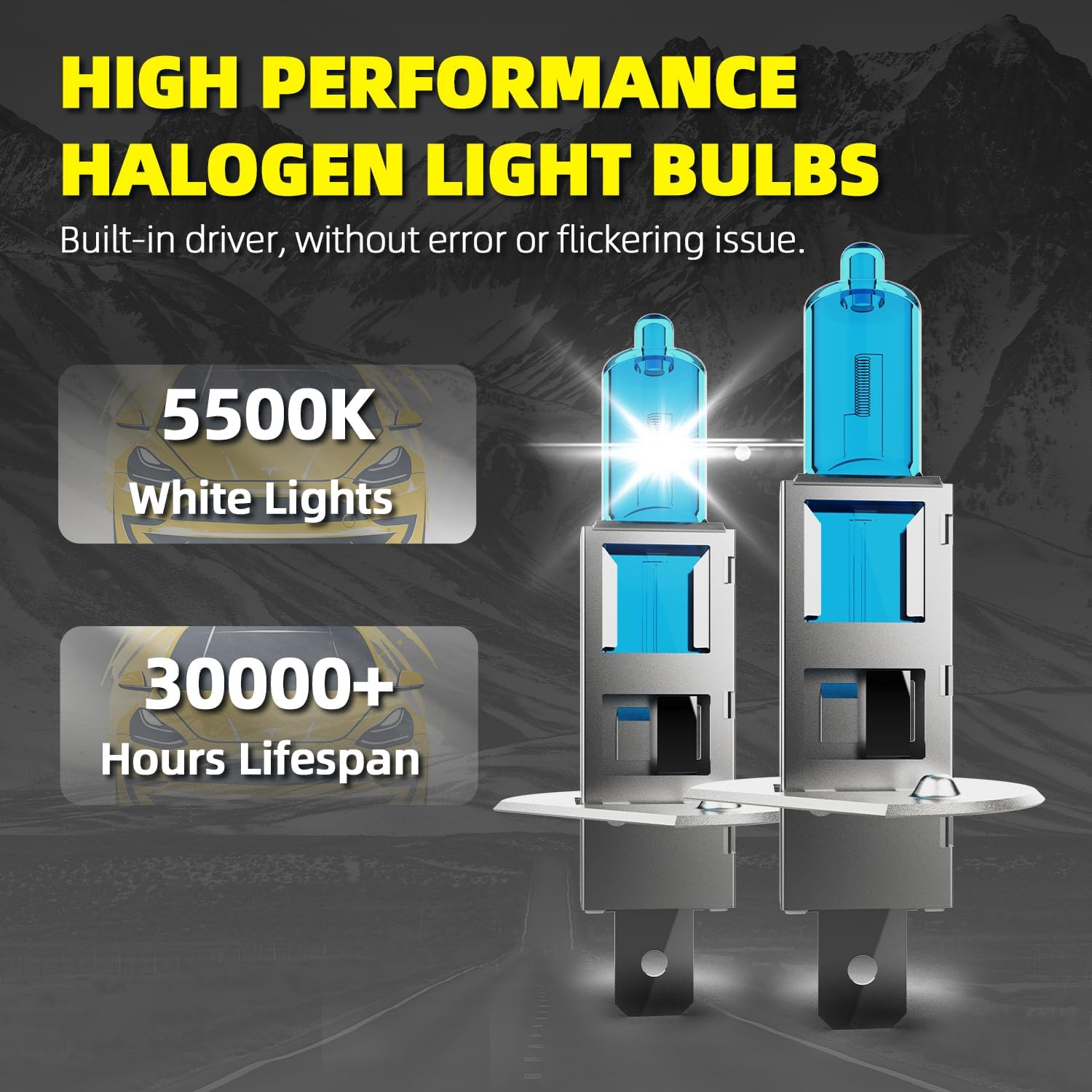 Headlight Bulbs Fit For Kia Forte 2010-2013,H1 H11B High Low Beam Combo,Super Bright 5500K White Light High Performance Halogen Light Bulbs,4PCS