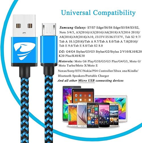 Miniatura 3 de Aioneus Micro USB Cable Fast Android Cord Charger Cable 4Pack [2FT, 3FT, 5FT, 6FT] Cable Charging Cord for Samsung Galaxy S7 Edge S6 S5 J3 J3V J5 J7