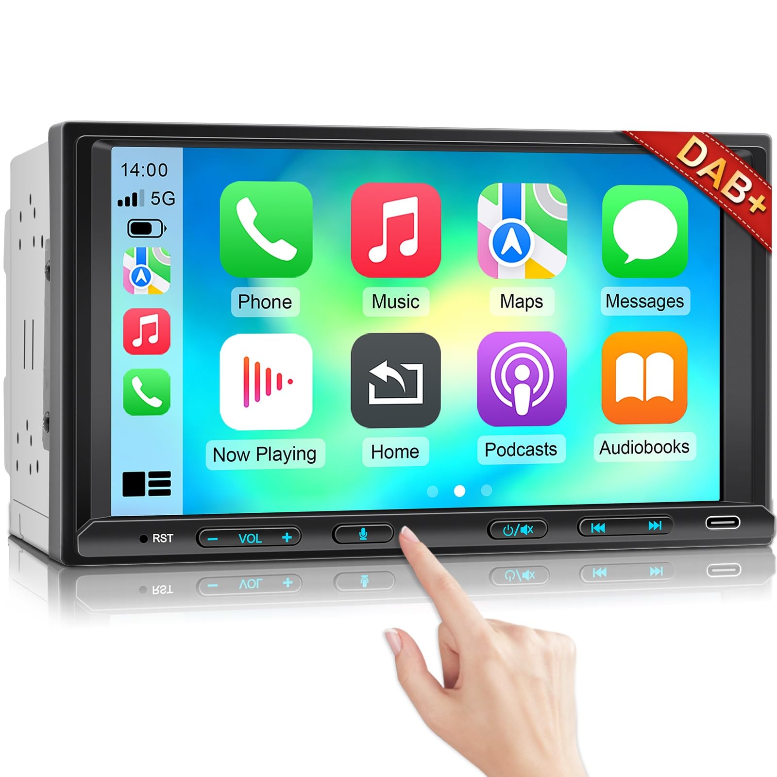 Autoradio 2 Din con Wireless Carplay & Android Auto 7 Pollici Touchscreen Stereo Auto Radio DAB, Bluetooth