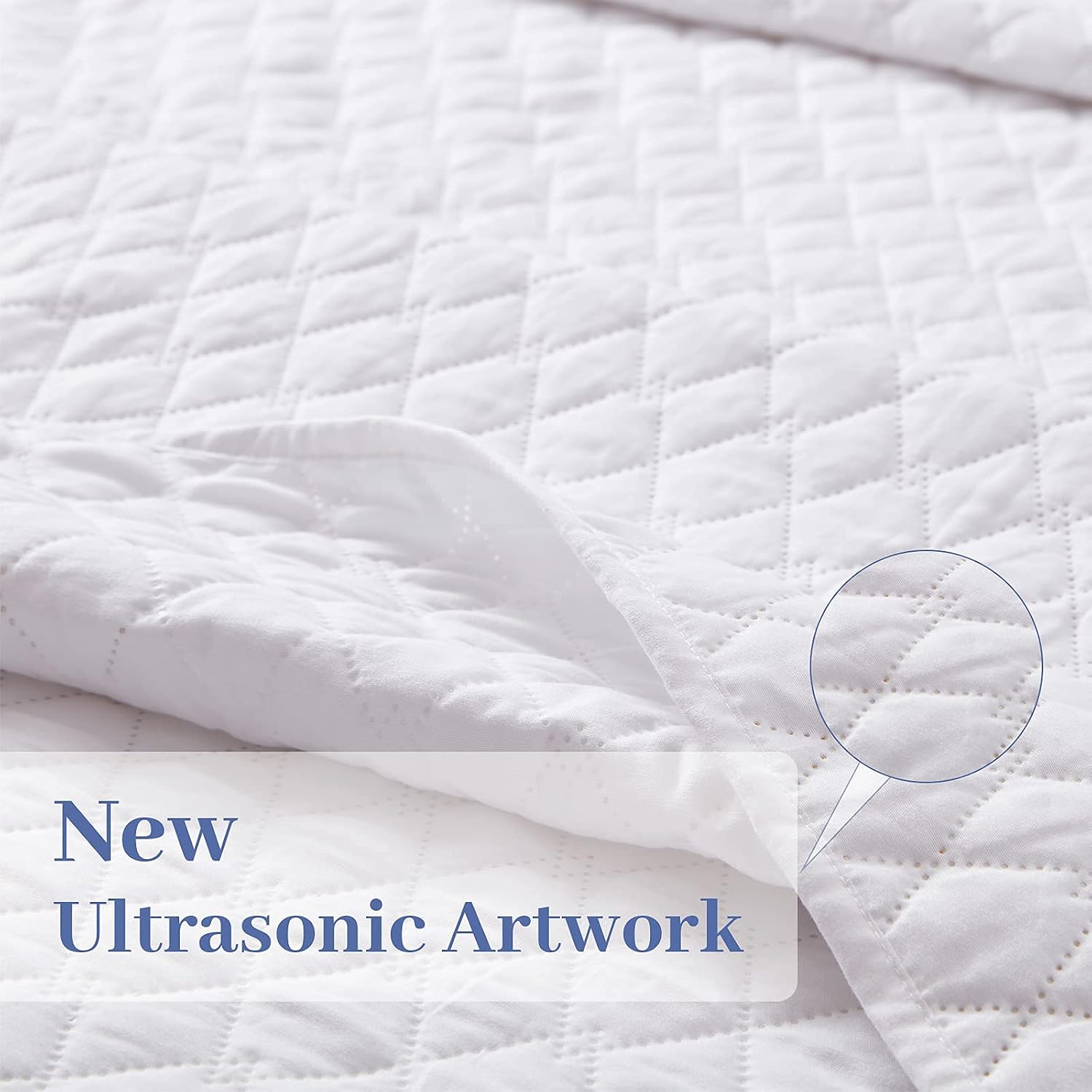 NexHome White King Size Quilt Sets - Bedspread Lightweight Coverlet (Includes 1 Quilt 2 Shams) - Diamond Pattern