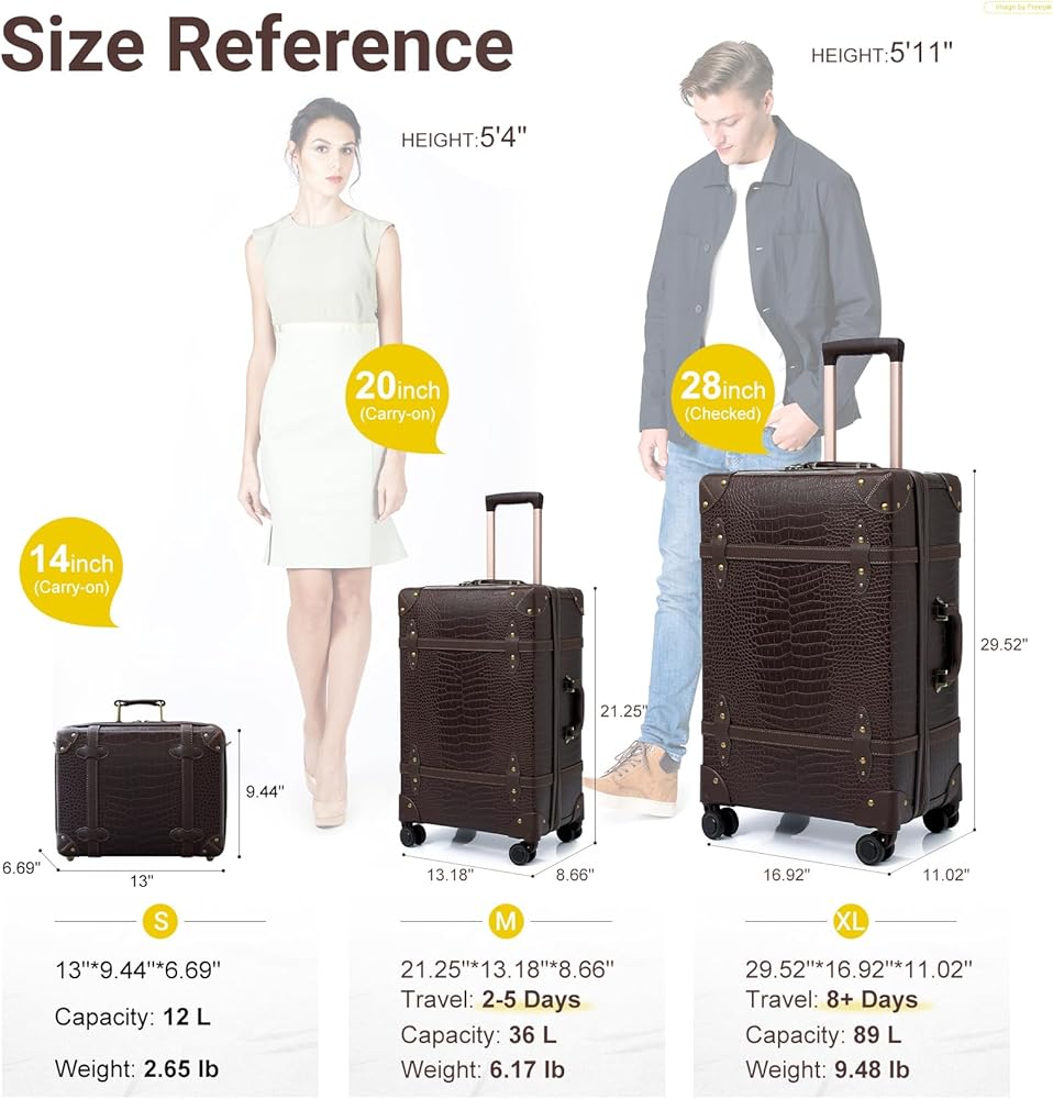 Amazon.com | NZBZ Vintage Luggage Sets of 2, Vintage Suitcase Set