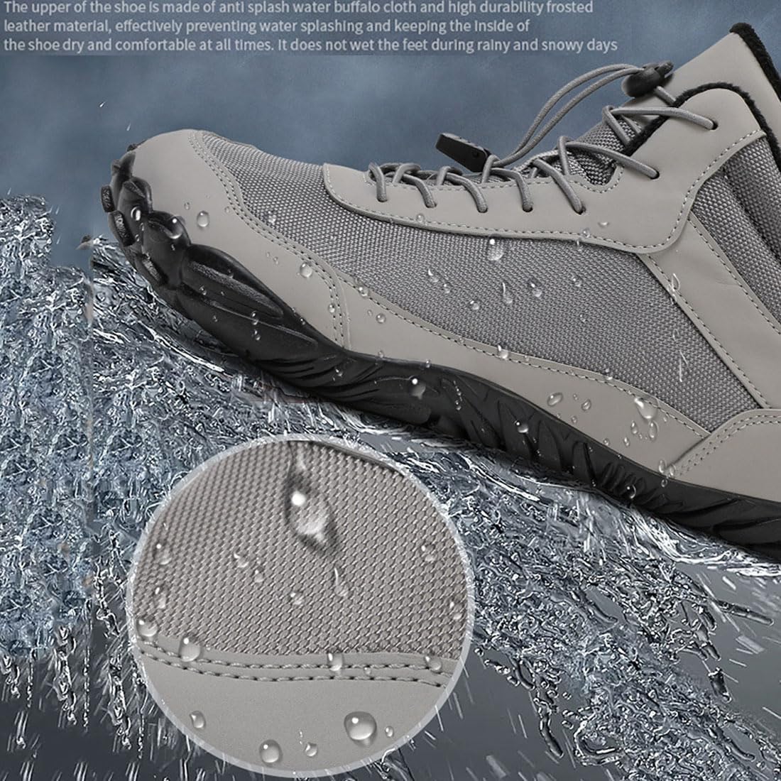 Hike Winter Barefoot Womens Men, Waterproof Non-Slip Snow Boots, Casual Outdoor Footwear Warm Walking Boots