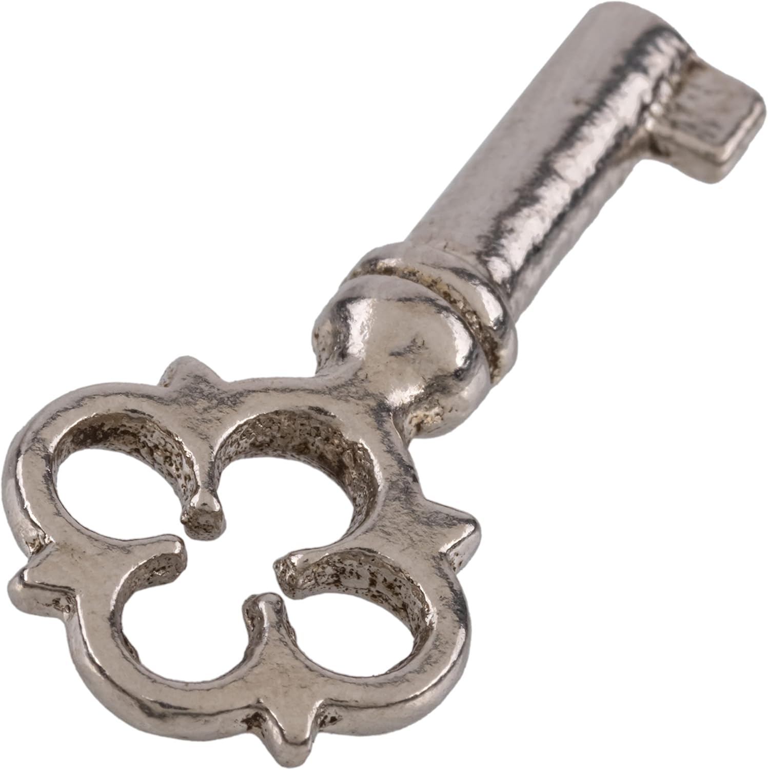 Nickel Plated Miniature Chest, Box Lock or Necklace Skeleton Key for Antique Furniture | SK29-IN