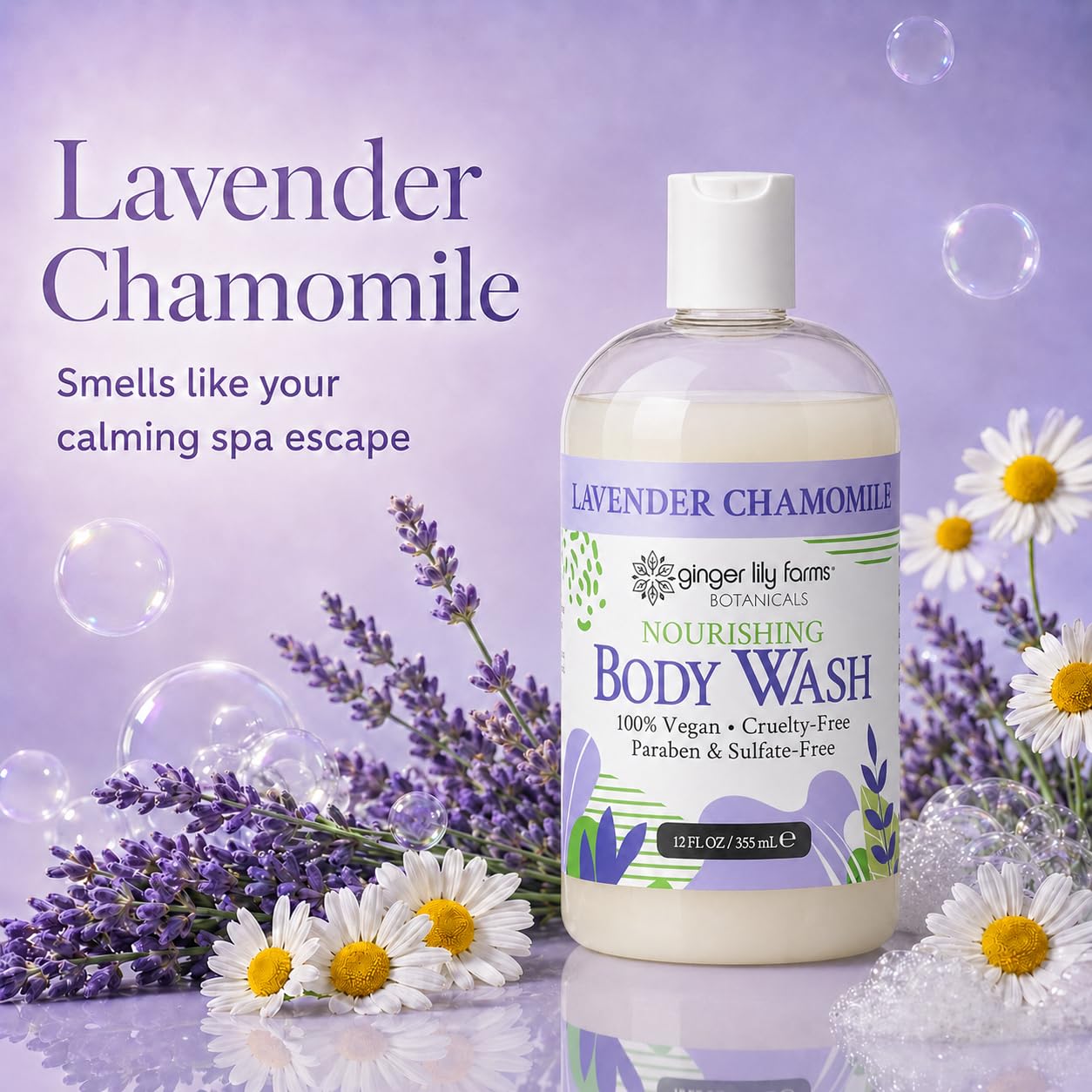 Ginger Lily Farms Botanicals Body Wash, 12oz/6pk, Lavender Chamomile image 3