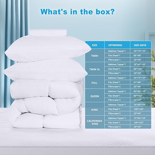 Miniatura 7 de MASVIS Cubrecolchón tamaño Queen para el dolor de espalda, sábana encimera y fundas de almohada suaves, funda de colchón extra gruesa, parte