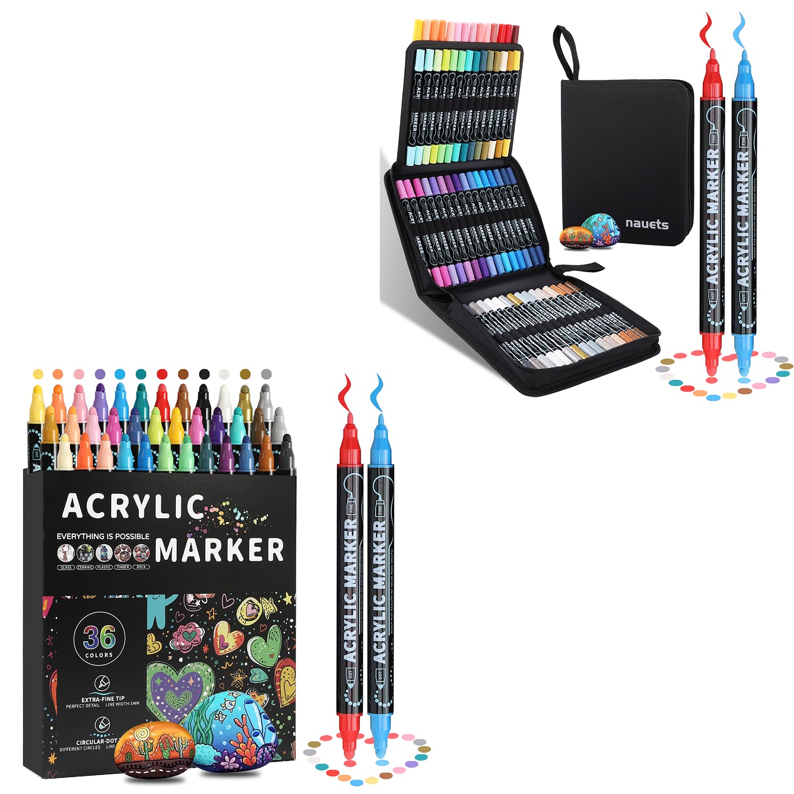 60 Colors Acrylic Markers, 36 Colors Acrylic Markers,