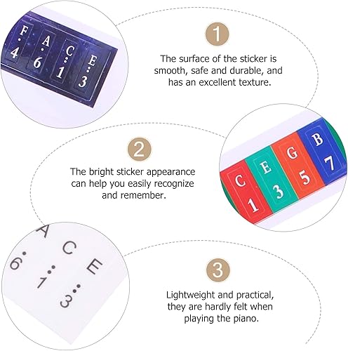 Miniatura 9 de 5 juegos de calcomanías de notas de Kalimba, 17 teclas, instrumento de dedo, notas de entrenamiento, letrero de decoración para principiantes