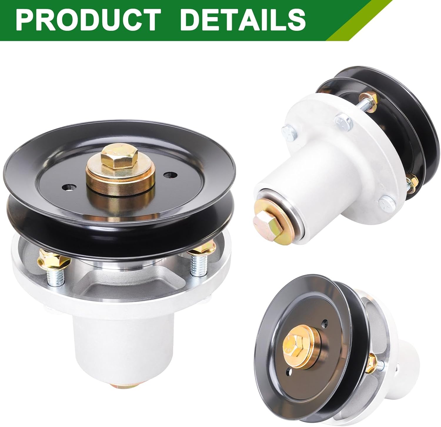 601804 607418 Spindle Assembly with 604665 Pulley - Fits Hustler 48 Inch Mower Decks, Compatible with Hustler Raptor SD, Raptor SDX, Raptor Flip-Up, Fastrak RD/SDX with 48" Deck(3-Pack)