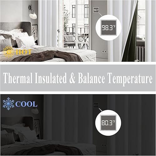 Miniatura 5 de Estelar Textiler Cortinas blancas 100% opacas para dormitorio, con bloqueo de luz total y ojales de 84 pulgadas de largo, 2 paneles para sala de