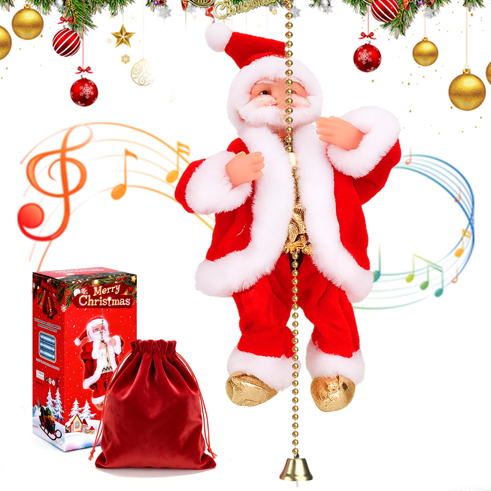 Corde d'escalade musicale Père Noël pour embellir le sapin