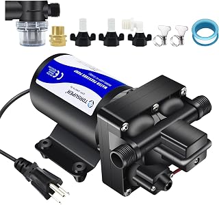 TDRSUPER 110V Water Pressure Booster Pump: 5.5GPM 75PSI Self-Priming Diaphragm Pump for RV, Marine, Home, Kitchen, Bathroom & Garden