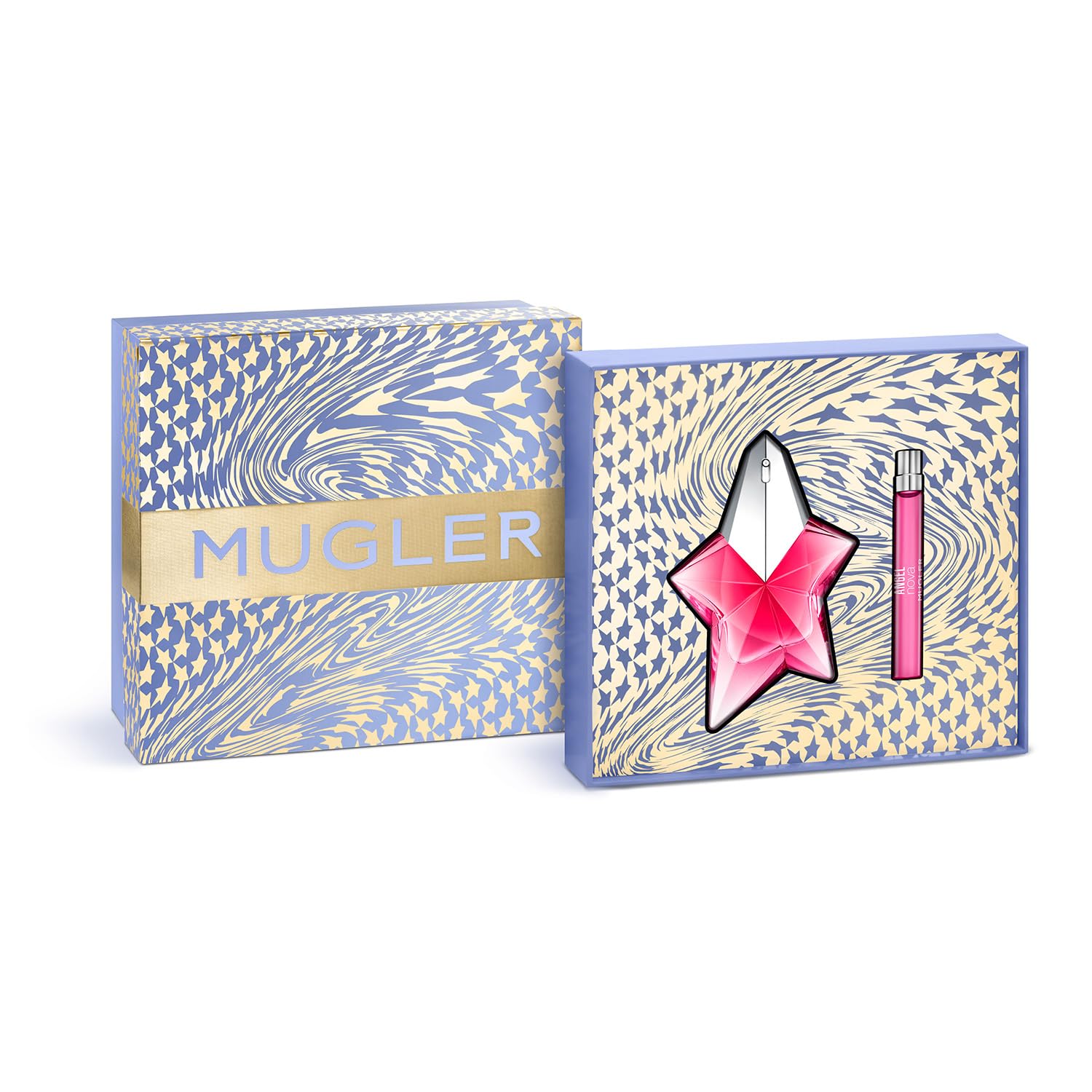 MUGLER Angel Nova Eau de Parfum - Women's Perfume Travel Set ($163 Value) - Floral & Fruity - With Bergamot, Rose, and Cedarwood- 1.6 Fl Oz Full Size & 0.3 Fl Oz Travel Size Fragrances