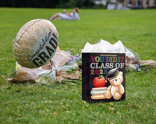 Miniatura 2 de WaaHome Bolsa de regalo de graduación con texto en inglés "You Did It", bolsa de regalo de graduación grande de 2025 a 11.5 pulgadas, para niñas,