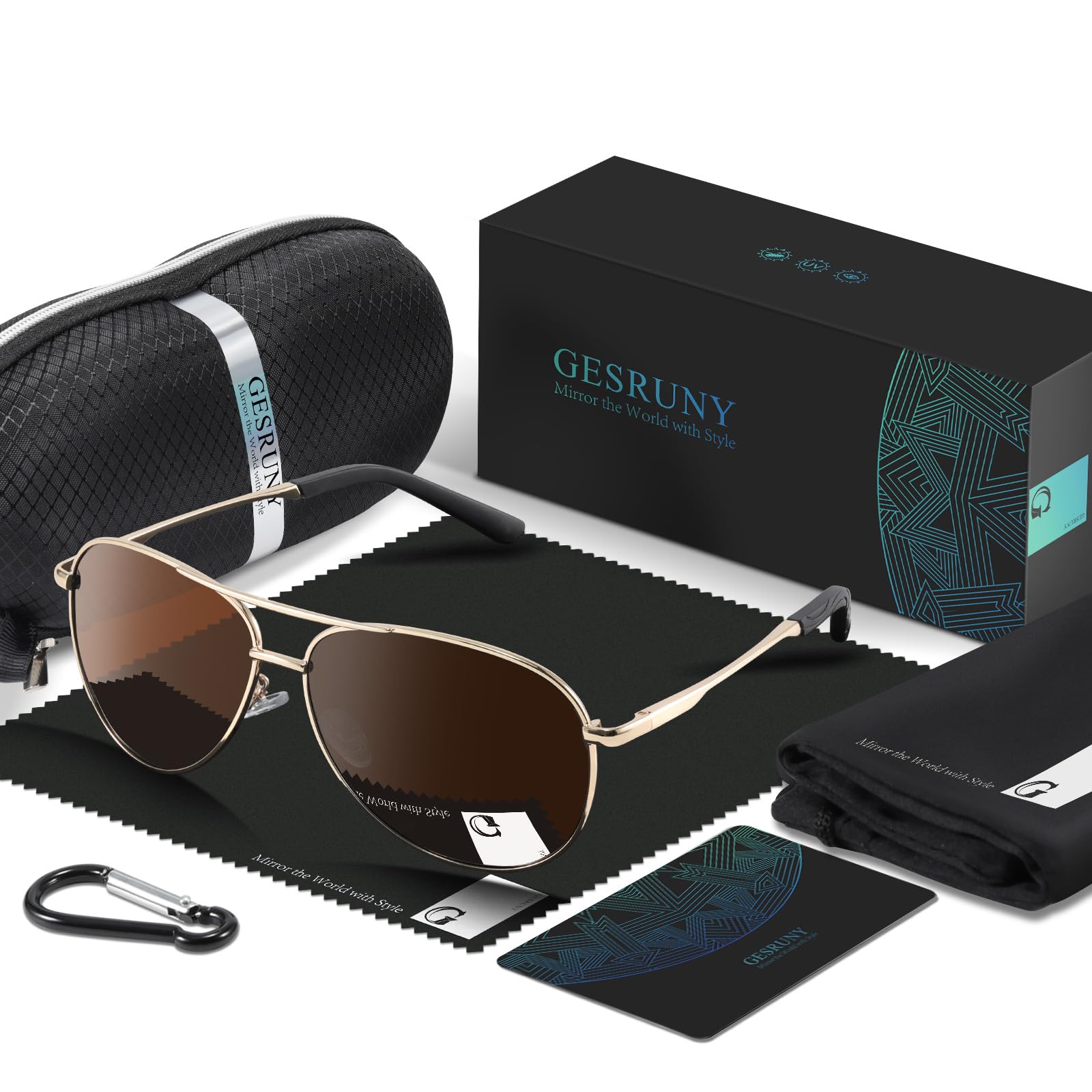 gesruny Polarized Aviator Sunglasses for Men Women- Classic Shades Retro Sun Glasses Driving Lightweight UV Protection