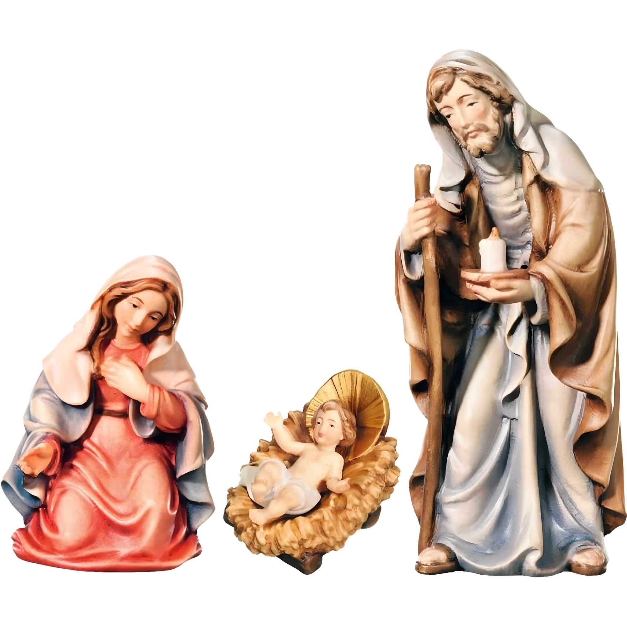 Dolfi Colored Maple Wood Nativity Holy Family