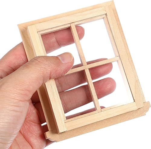 Miniatura 6 de Toyvian Muebles de casa de muñecas Mini marco de ventana Modelo Pequeño marco de ventana de madera Muebles en miniatura Muñeca Mini ventana