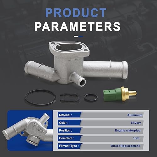 Miniatura 2 de 06A121132 059919501A Brida de refrigerante de agua de aluminio y sensor de temperatura del motor Remitente compatible con Audi A3 VW Golf Bora Polo