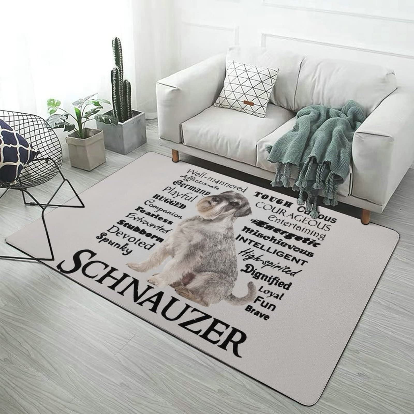 Amazon | カーペット 低反発 シュナウザー 犬柄 文字柄 ラグ 滑り止め