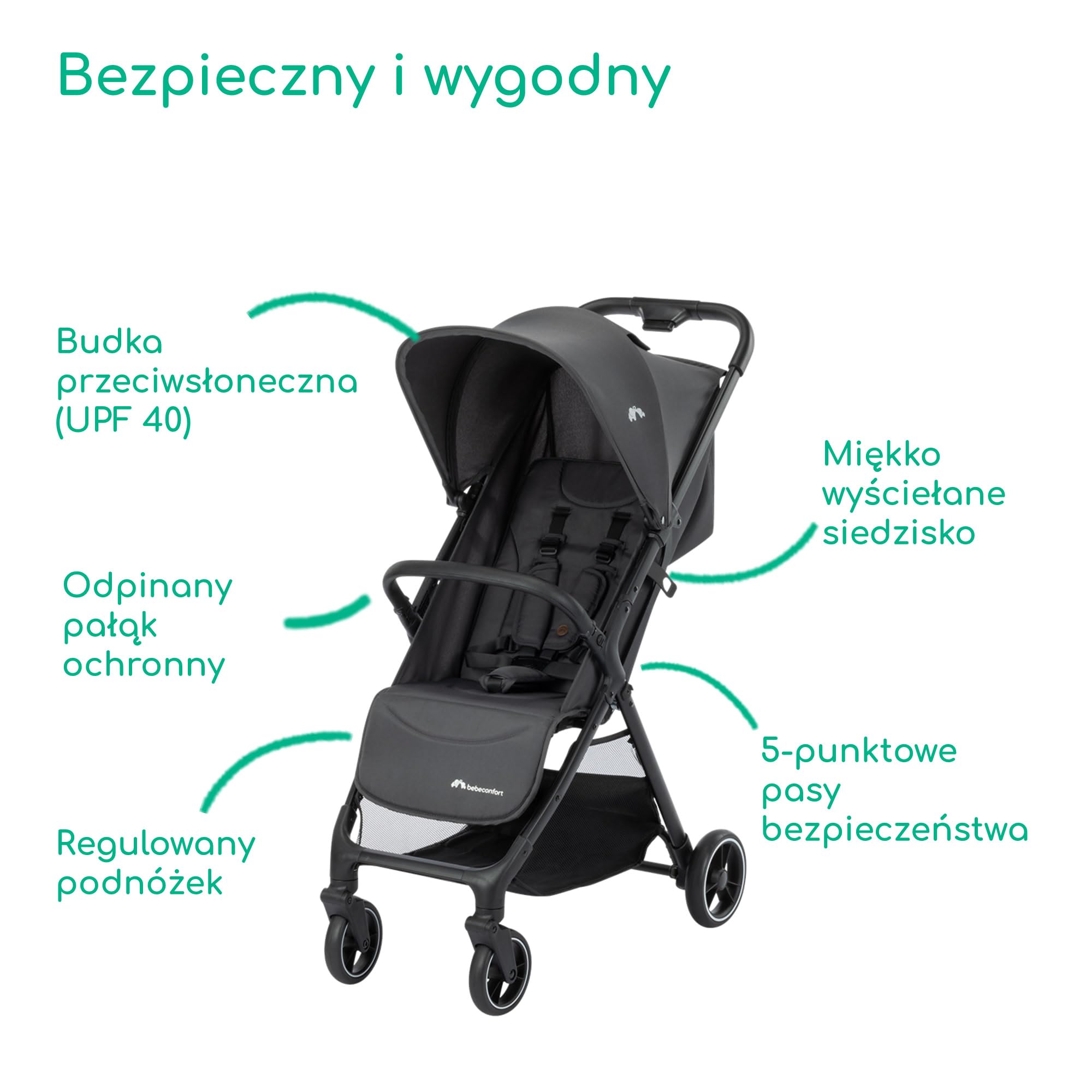 Bebeconfort Azur Duo, 2w1 z System podróżny, 0-3y (15kg), Mineral Graphite | Wózek 2w1 z Samochodowym, Lekki Wózek Kompaktowy, Odchylanie do Pozycji Leżącej, Automatyczne Składanie Jedną Ręką, Kosz