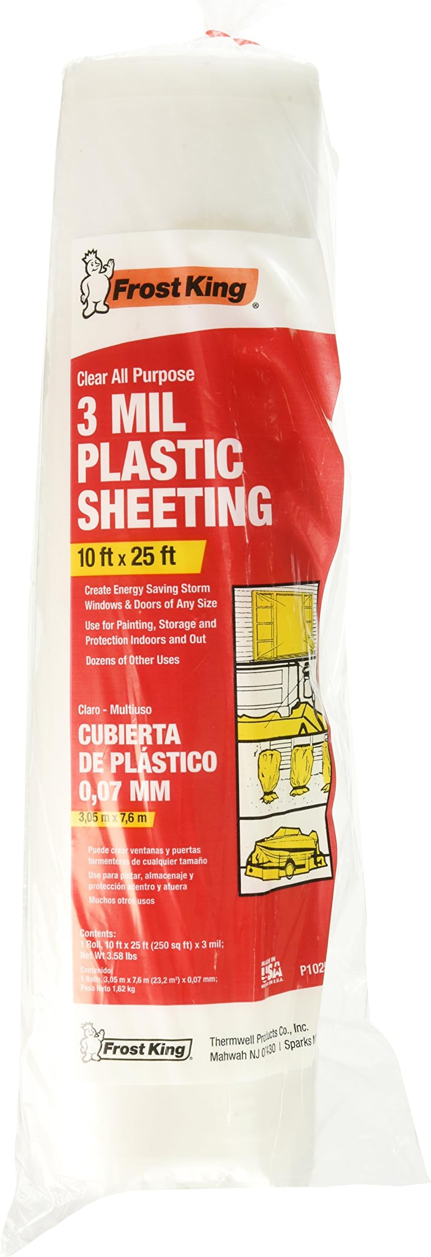 P1025/3 Polyethylene Sheeting, 10' x 25' x 3 mil., Clear