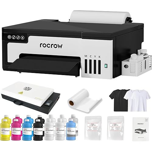 A4 L8058 DTF Printer Bundle, XP600 DTF Printer Machine with Curing Oven for DIY T Shirt Printing, Custom Printing & Auto Cleaning for DIY, L8,White Ink Mixing, Auto Curing, inksonic l8