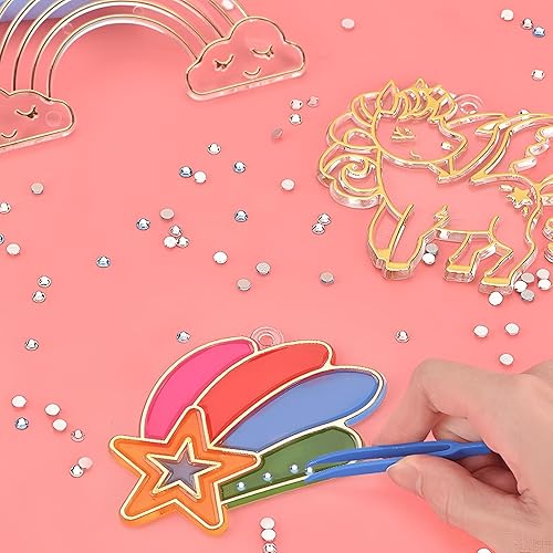 Miniatura 5 de Juego de manualidades y manualidades de pintura de cristal, kit de pintura de cristal, arte de bricolaje para niños, kit de llaveros de pintura de