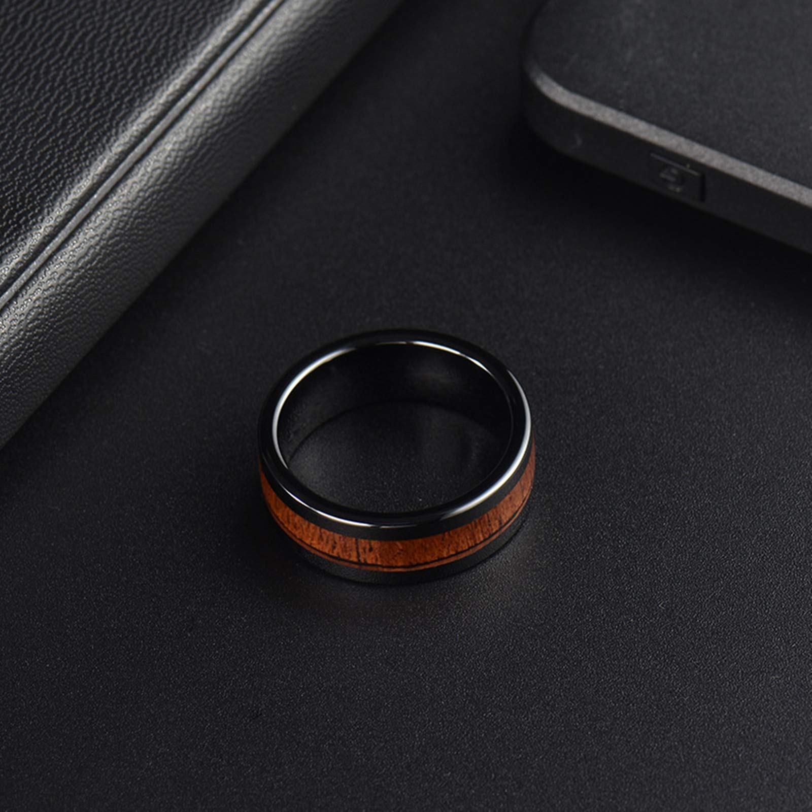 Gualiy Halskette Paare Gravur, Pärchen Wolfram Kette 8mm Schwarz Ring Einlegen Holz Halsketten