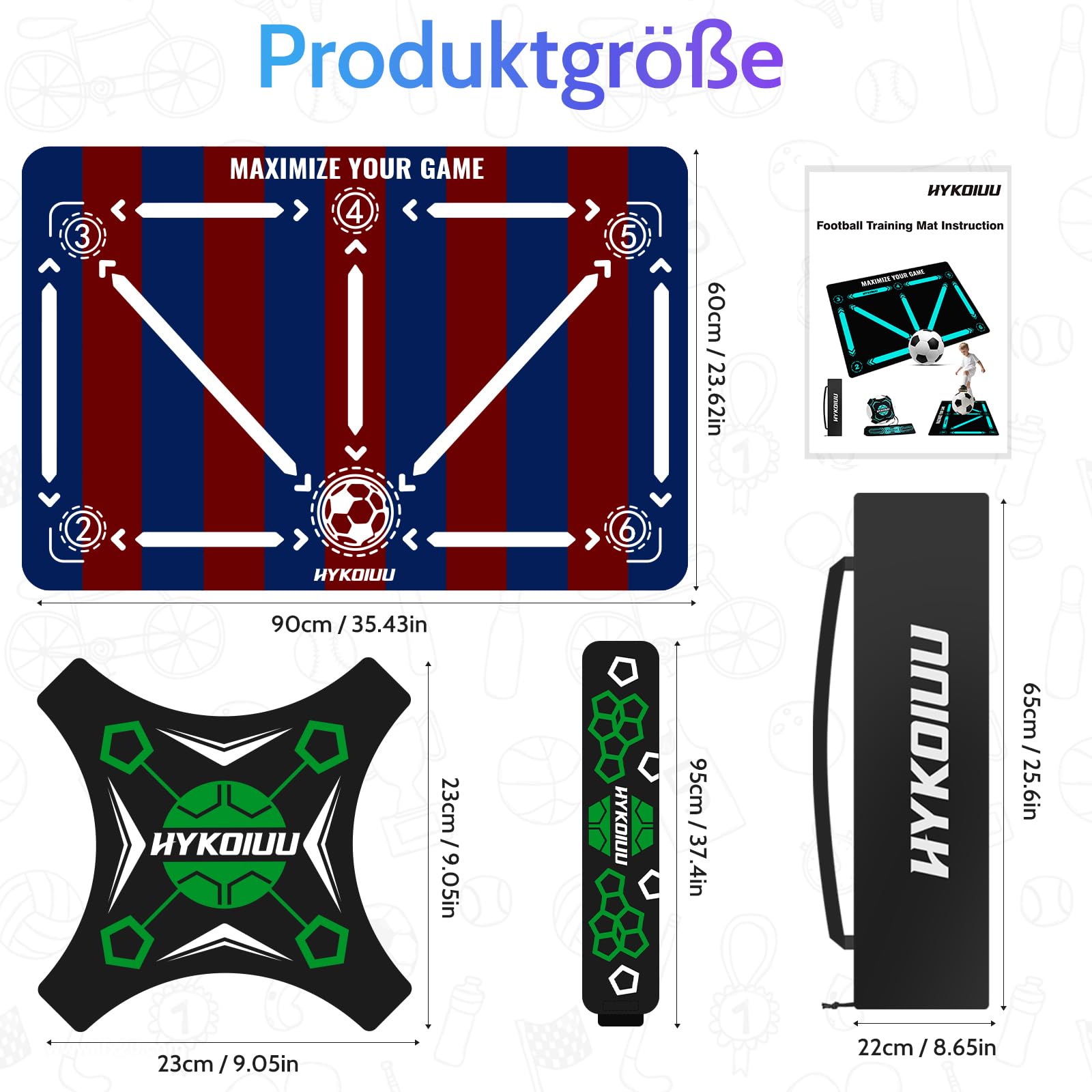 Fussball Matte Mit Fussballtrainer 90x60cm Rutschfest Silent Fussballmatte Training Kinder – Trainingsmatte Für Ballkontrolle & Schritt-übungen Stoßdämpfende Fußball Trainingsmatte Trainingszubehör