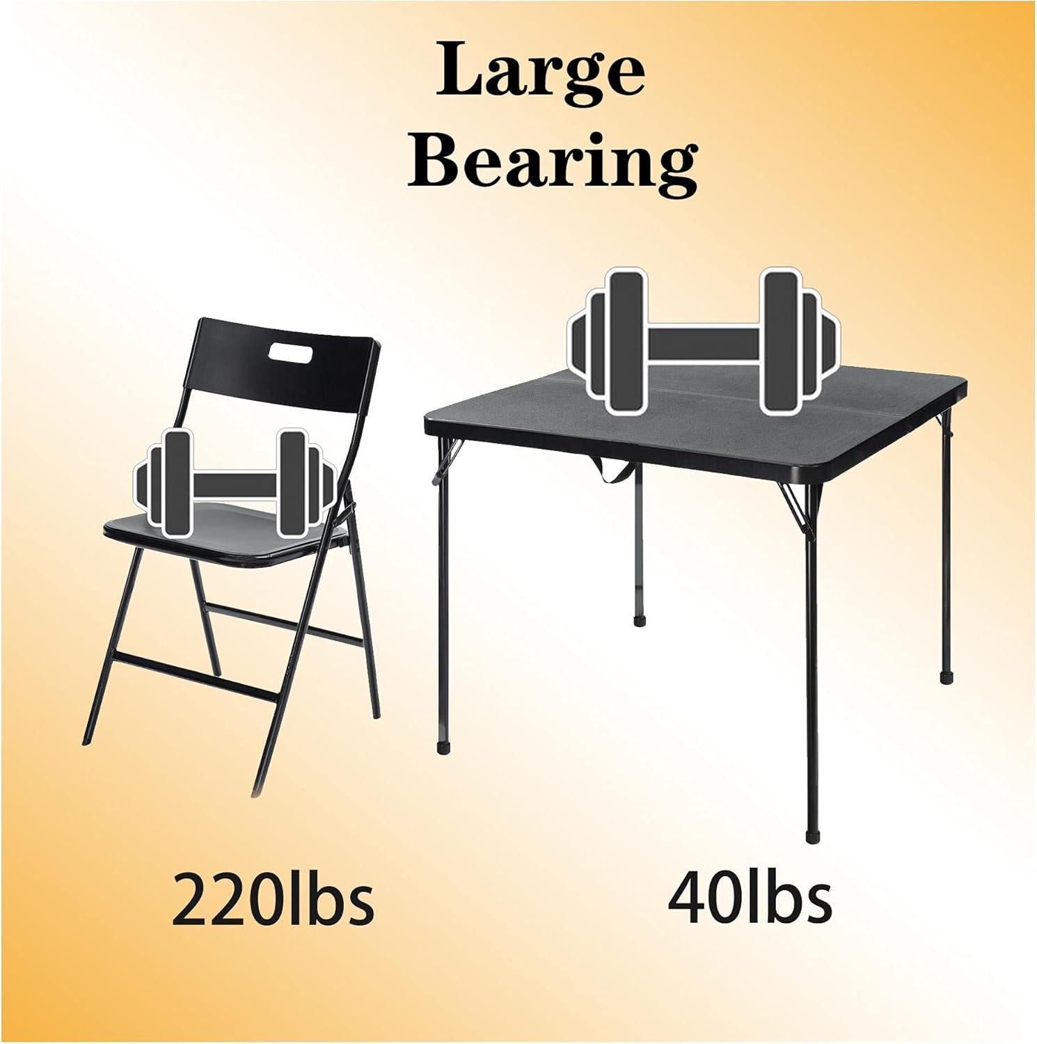 Spaco Folding Table Set,Folding Dining Table and Chairs Set for 4,Protable 35'' Square Card Table with 4 Folding Chairs for Indoor Outdoor Camping Picnic Games, Black