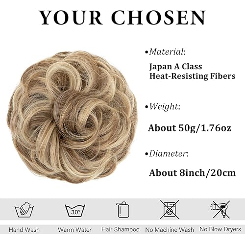 Miniatura 99 de CJL HAIR - Extensión de cabello grueso, ondulado o rizado, sintético, tipo cola de caballo o rodete desordenado, grande, para recoger el cabello